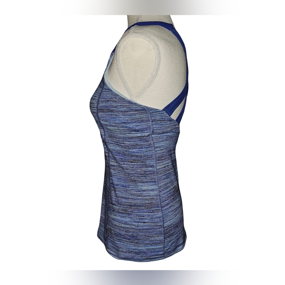 Lululemon Enhearten Tank Top Blue Strappy Back Camo Space Dye Racerback Sz 8 - Picture 7 of 15
